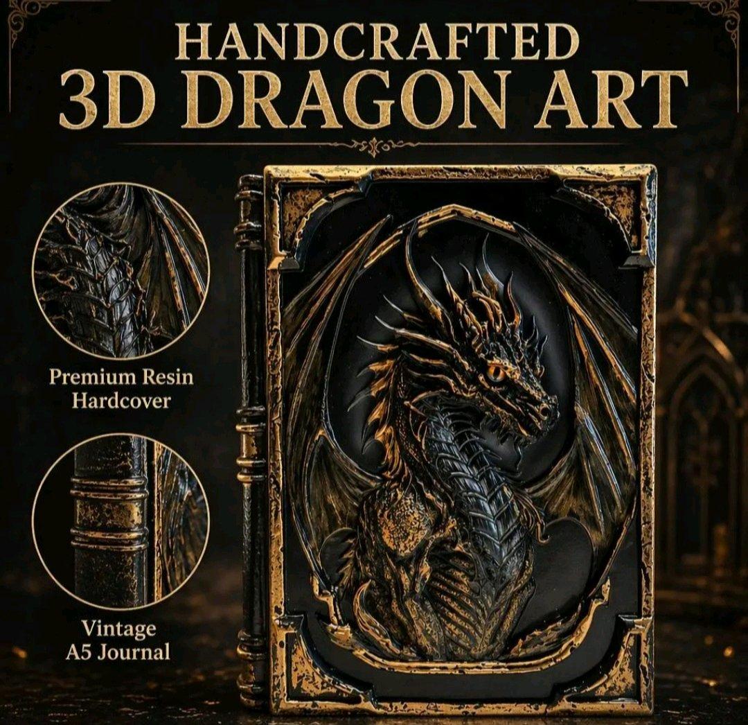 Handmade 3D Dragon Relief Embossed Resin Cover A5 Sketchbook - Saugus, Massachusetts - FleaMarketBay