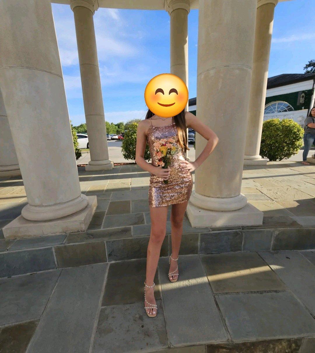 Lulus Rose Gold Sequin Womens Dress XXS Hoco or party - Youngsville, Louisiana - FleaMarketBay