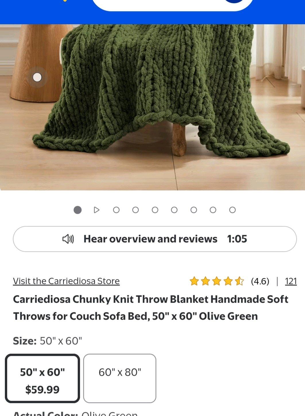 Chunky Knit Blanket Green 50x60 Inches NIB - Ionia, Michigan - FleaMarketBay