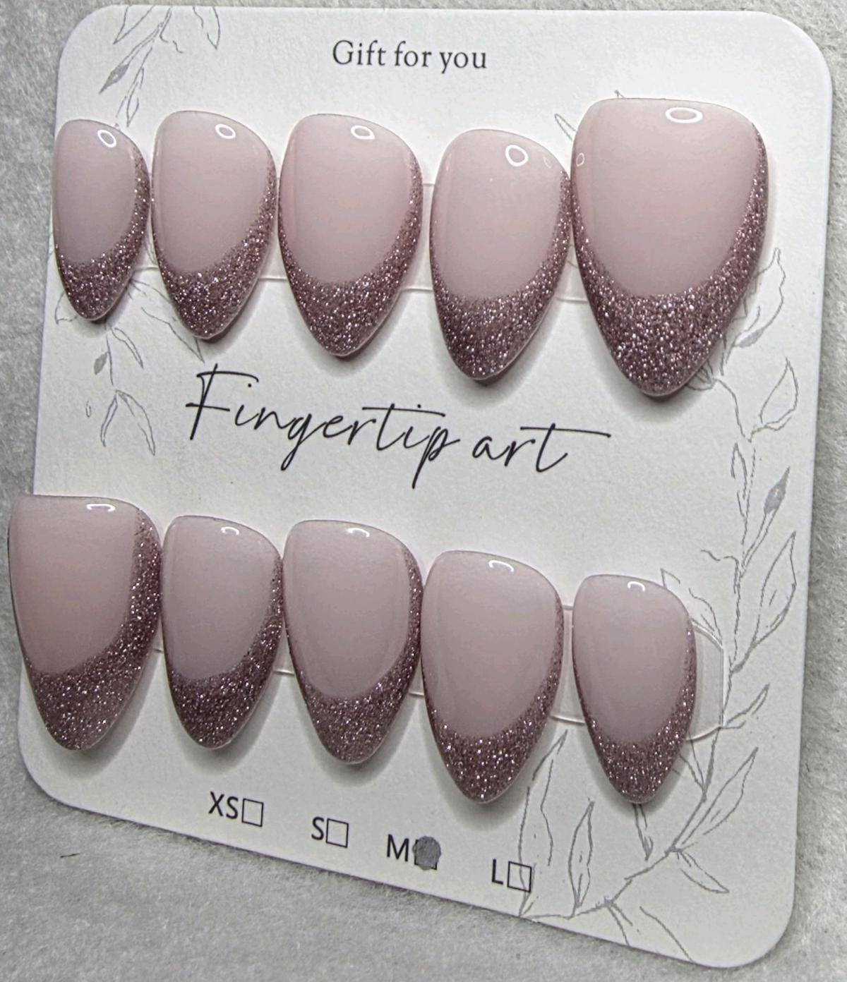 Handmade Cateye French Tip Nails Sized Medium - Huntsville, Texas - FleaMarketBay