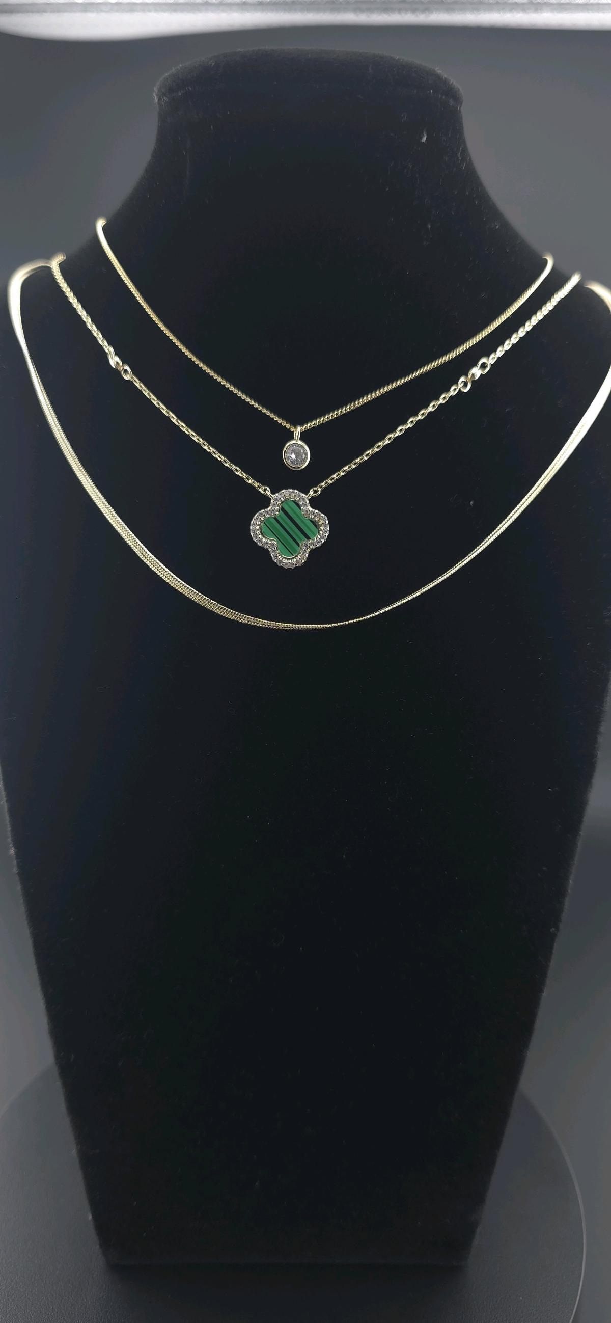 14 k plated 3 layered Necklace Set with cz - Saugus, Massachusetts - FleaMarketBay