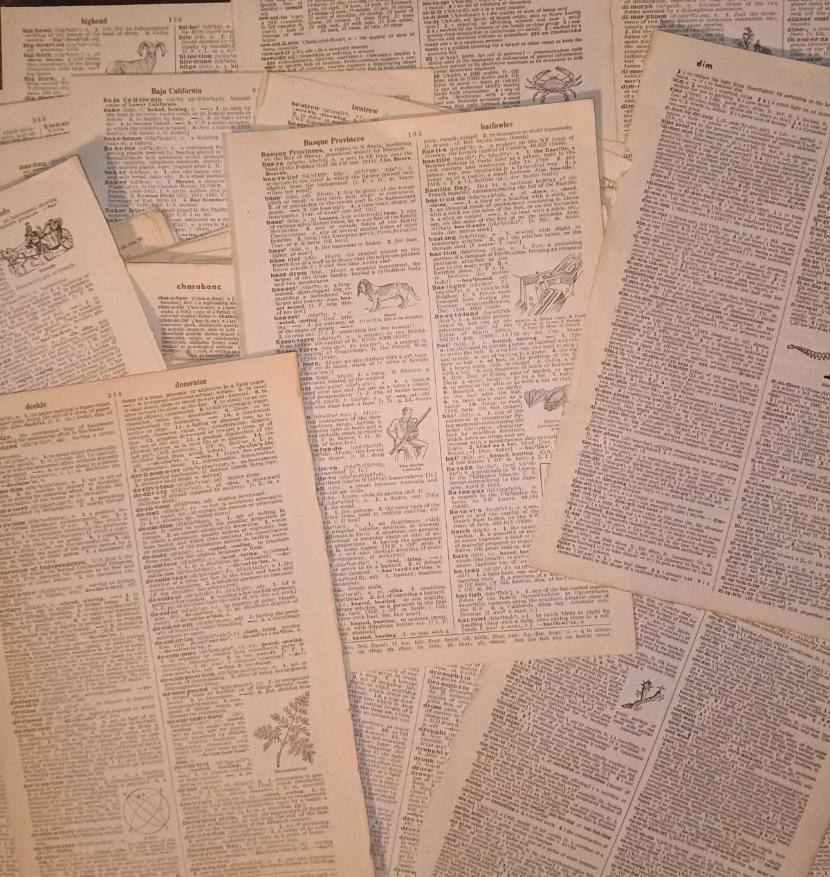 100 pages  Vintage 1947 Dictionary Ephemera - Summerville, South Carolina - FleaMarketBay