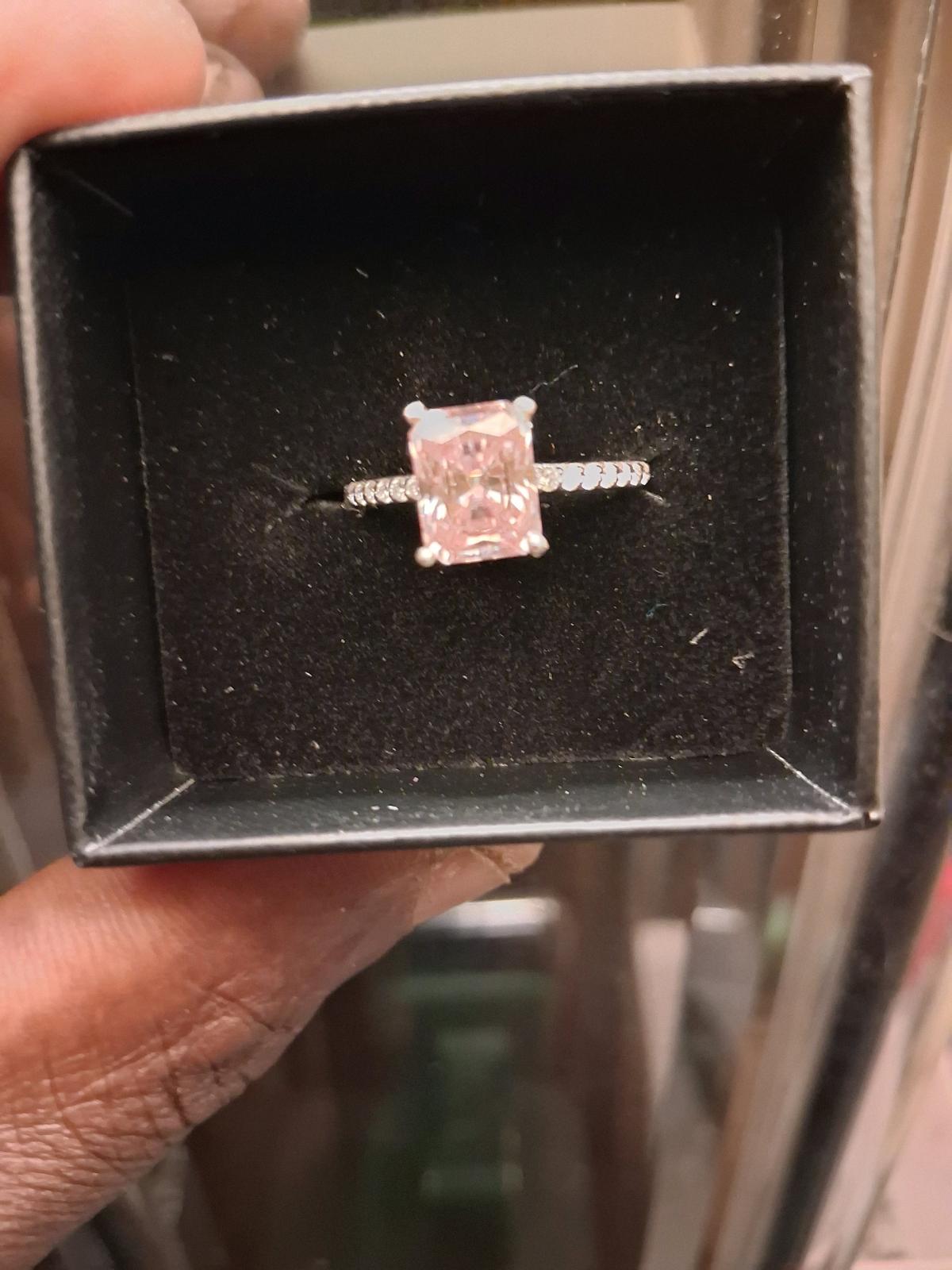 ladys pink radiant cut lab diamond engagement ring - Lawnside, New Jersey - FleaMarketBay