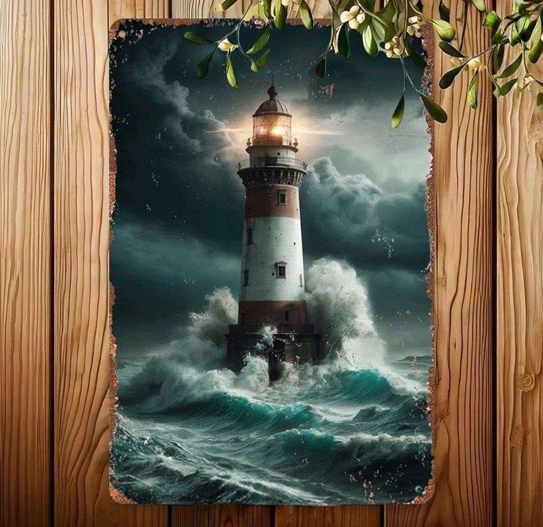 Lighthouse Scene on Wood - Palm Bay, Florida - FleaMarketBay