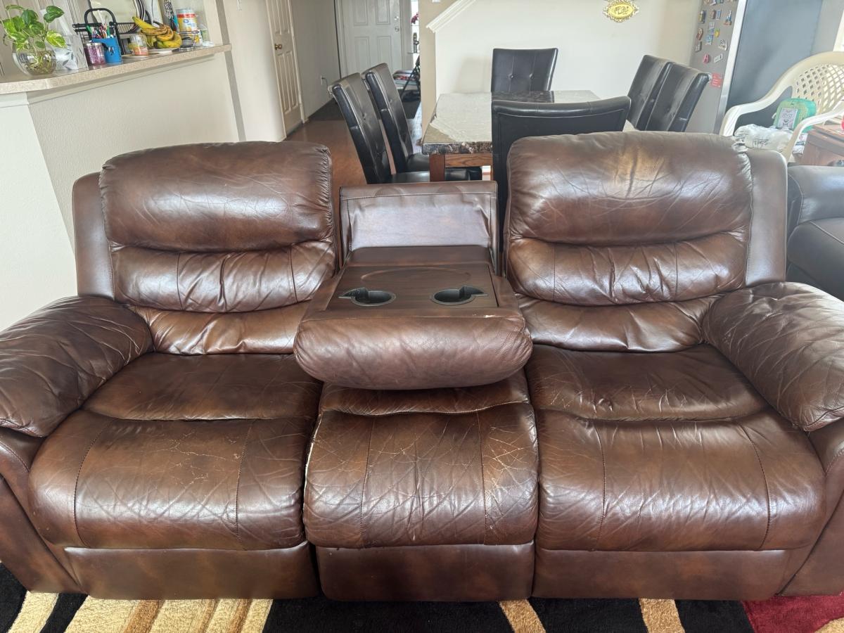 Brown Leather Reclining Couches 2 Sets - Houston, Texas - FleaMarketBay