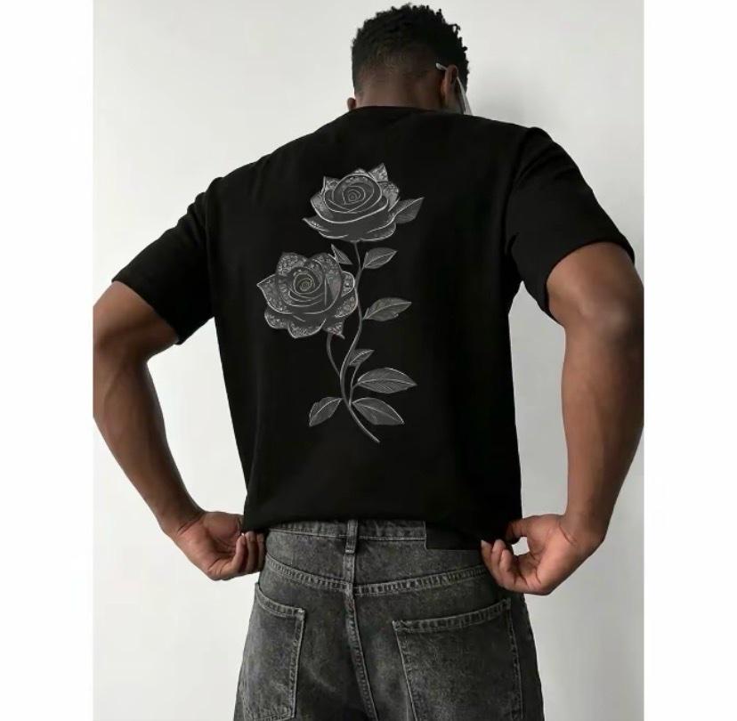 Mens Vintage Gray Graphic Hoodie Back Rose - Addison, Michigan - FleaMarketBay