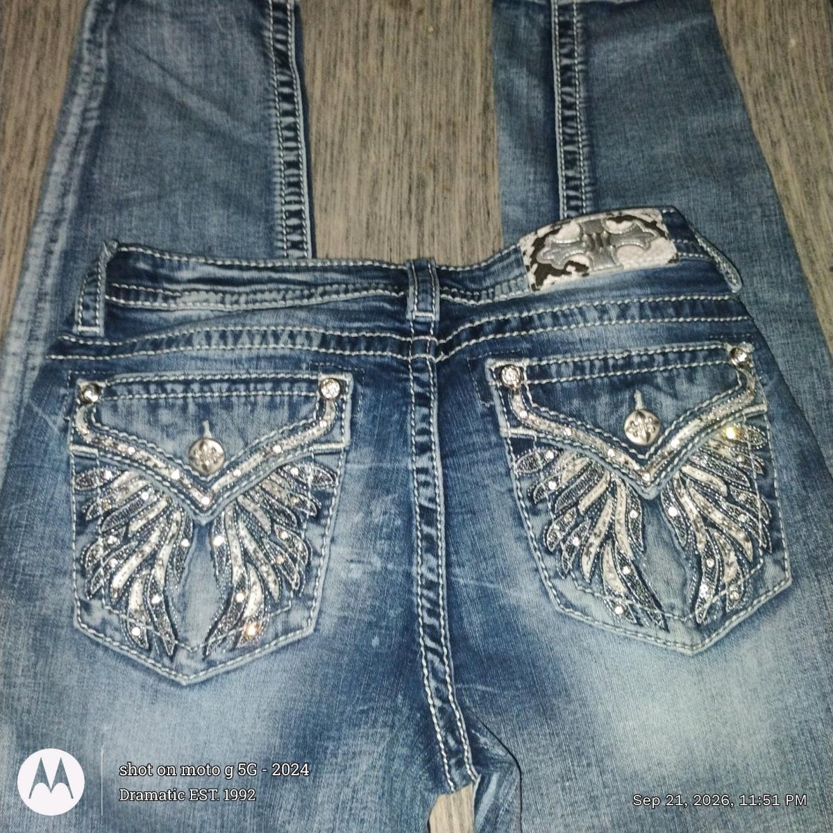 MissMe Angel Embroidered Jeans - Gray Court, South Carolina - FleaMarketBay