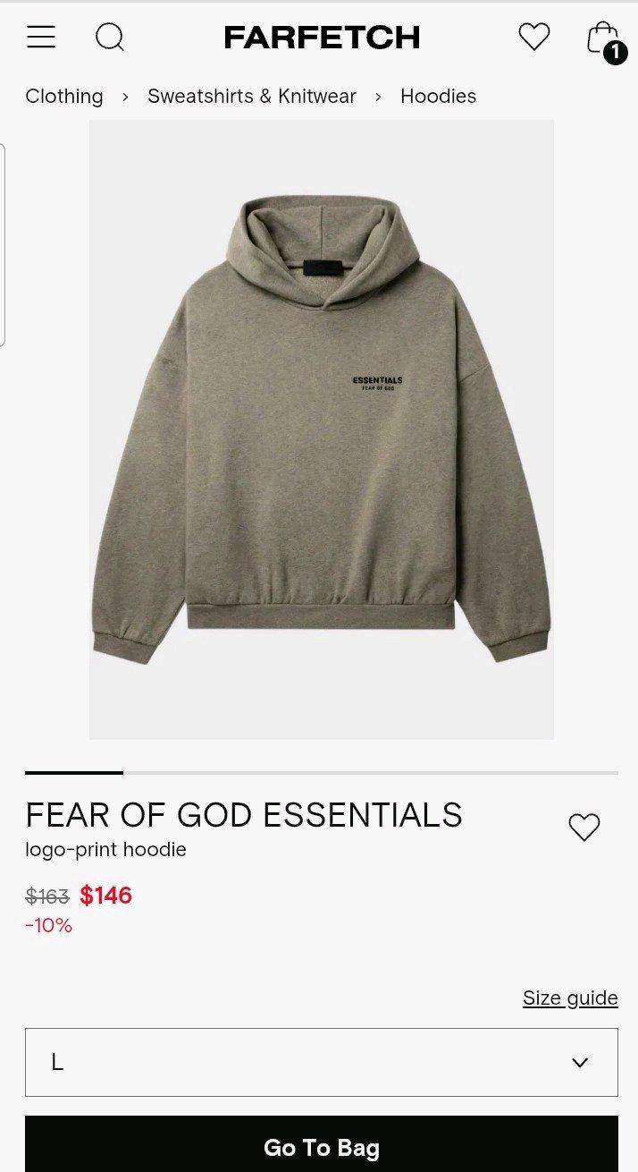 Essentials Fear Of God Logo Hoodie - Ontario, California - FleaMarketBay