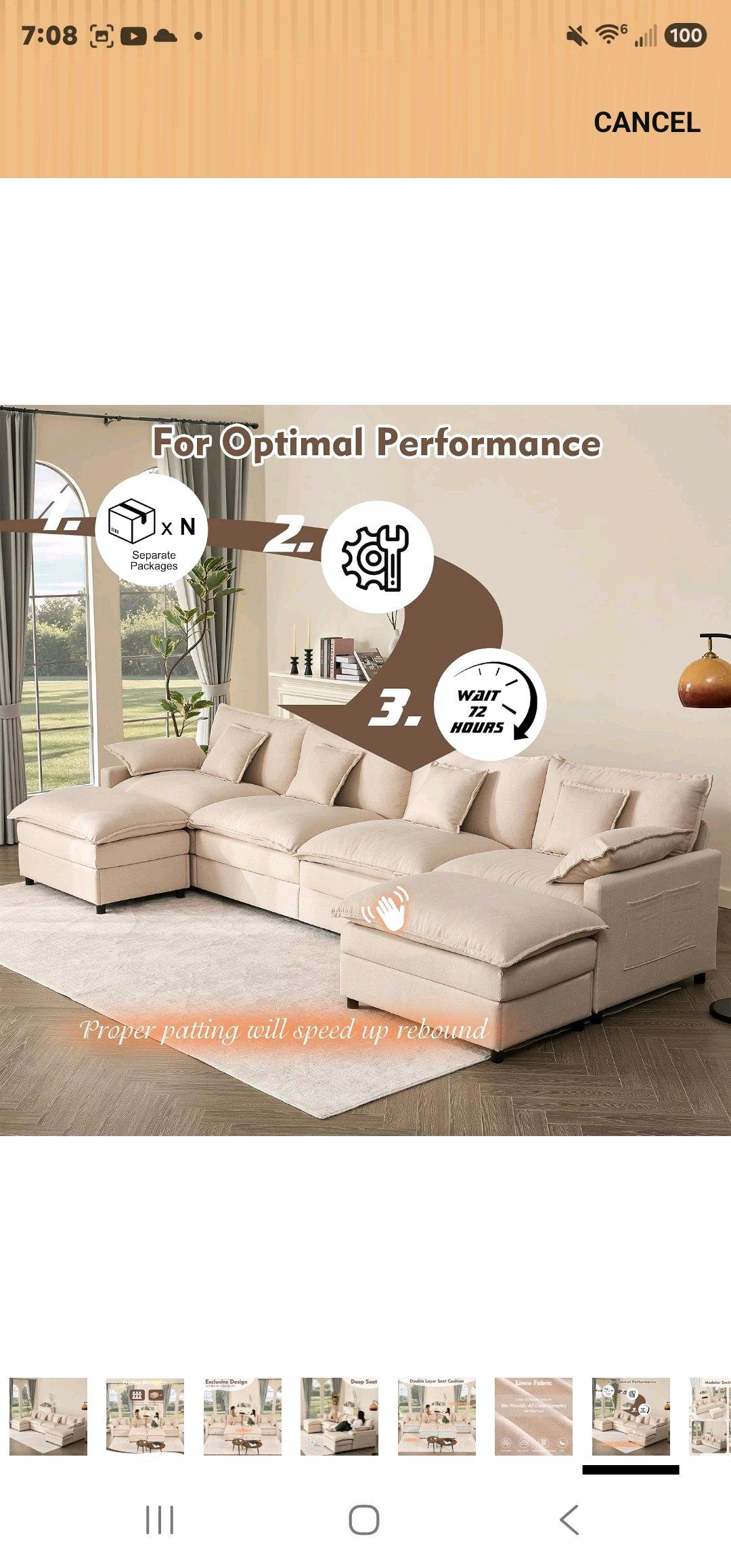 GOSUHI 1425 UShaped Modular Cloud Sectional Sofa  Beige - Irving, Texas - FleaMarketBay