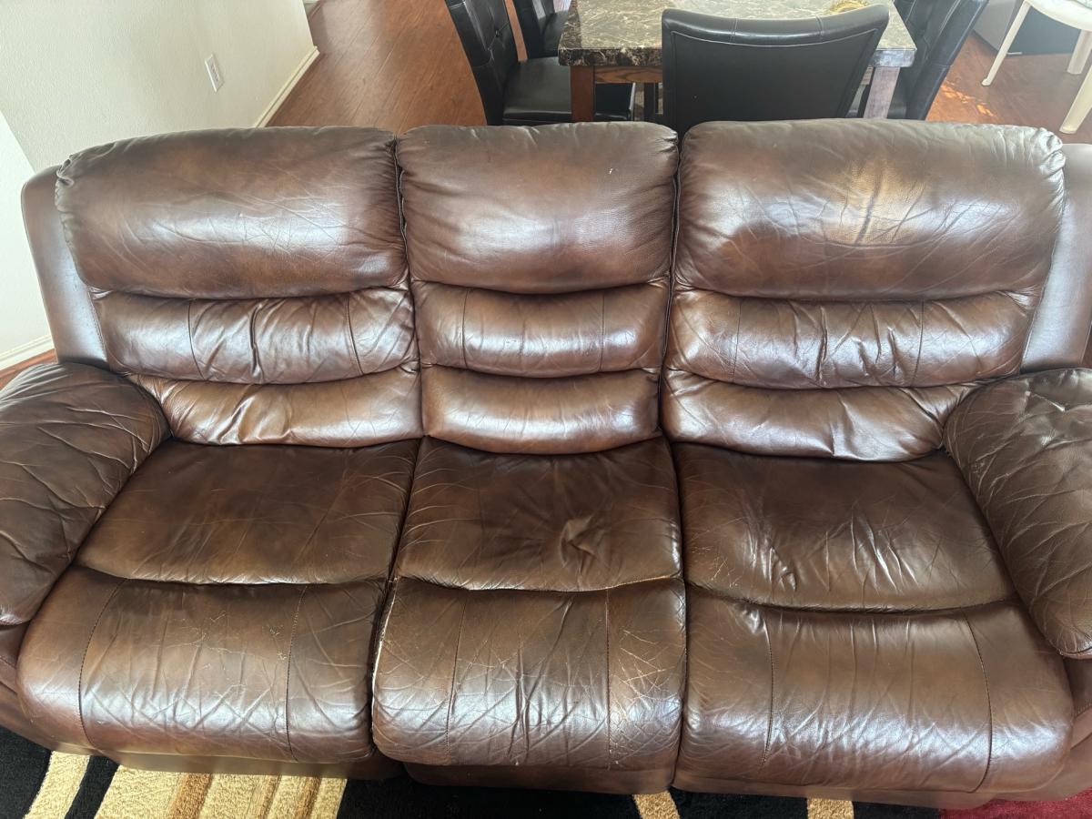 Brown Leather Reclining Couches 2 Sets - Houston, Texas - FleaMarketBay