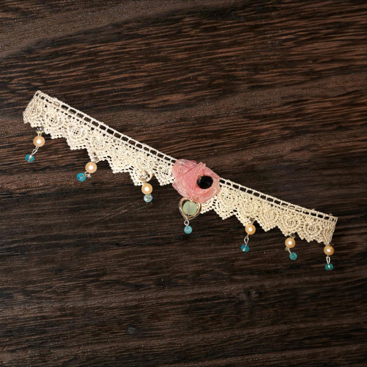 Handmade Lace Choker with Ribbon Rose - Gate City, Virginia - FleaMarketBay
