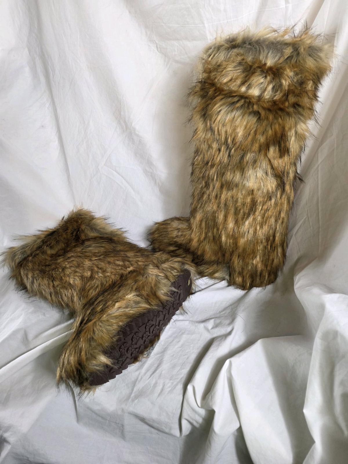 Knee High Black Faux Fur Boots - Sheboygan Falls, Wisconsin - FleaMarketBay