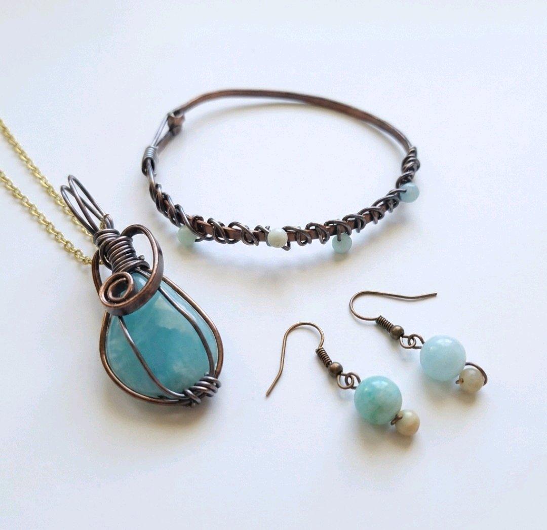 Handmade Wire Wrapped Jewelry Sets 3pcs - Gladwin, Michigan - FleaMarketBay