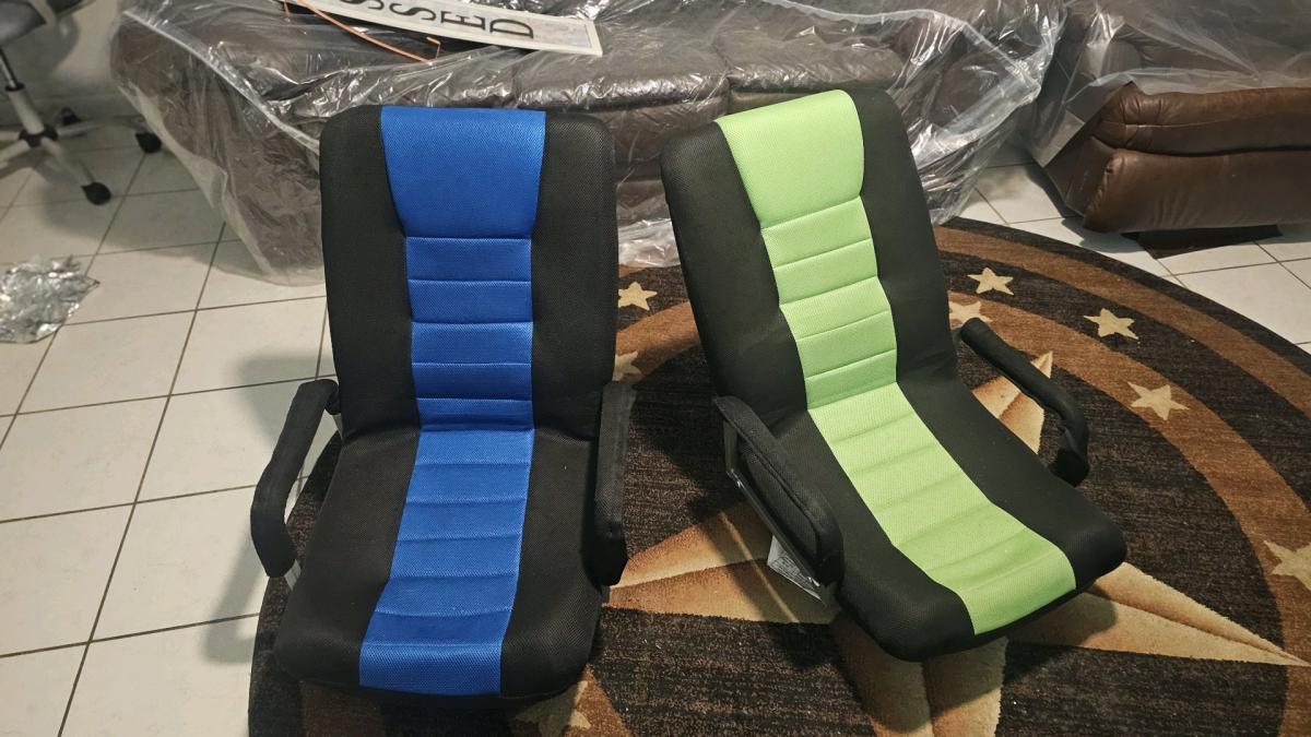 Set of 2 Folding Swivel Gaming Chairs  Blue  Green - Irving, Texas - FleaMarketBay