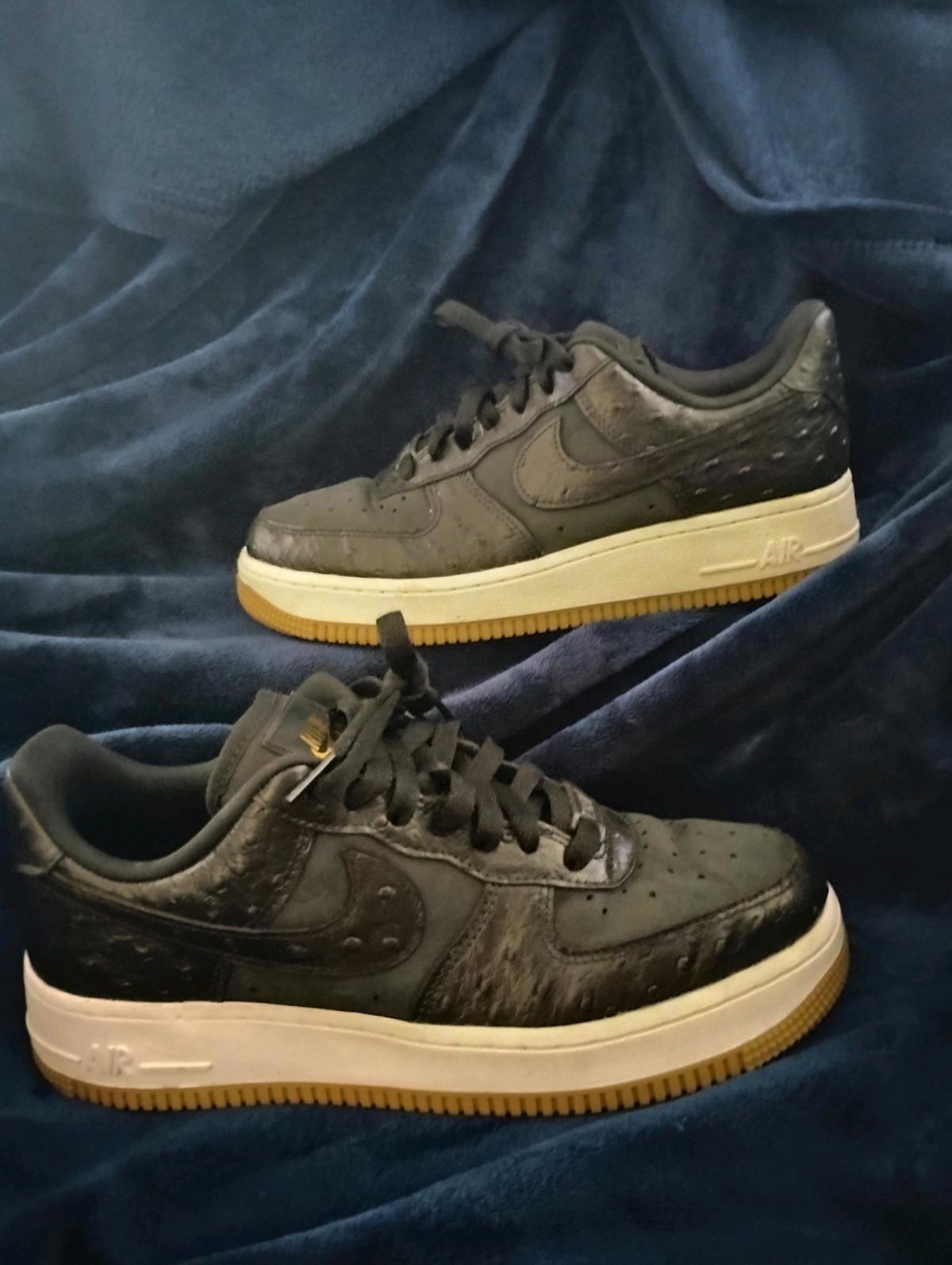 Black Nike Air Force 1 lowtop ostrichtextured leather - Manchester, New Hampshire - FleaMarketBay