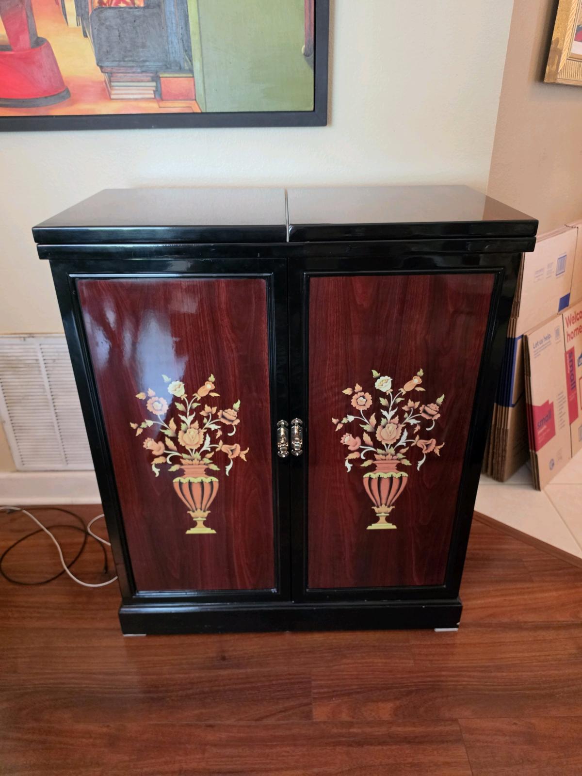Antique Italian Service Bar Black Mahogany Lacquer - Tampa, Florida - FleaMarketBay