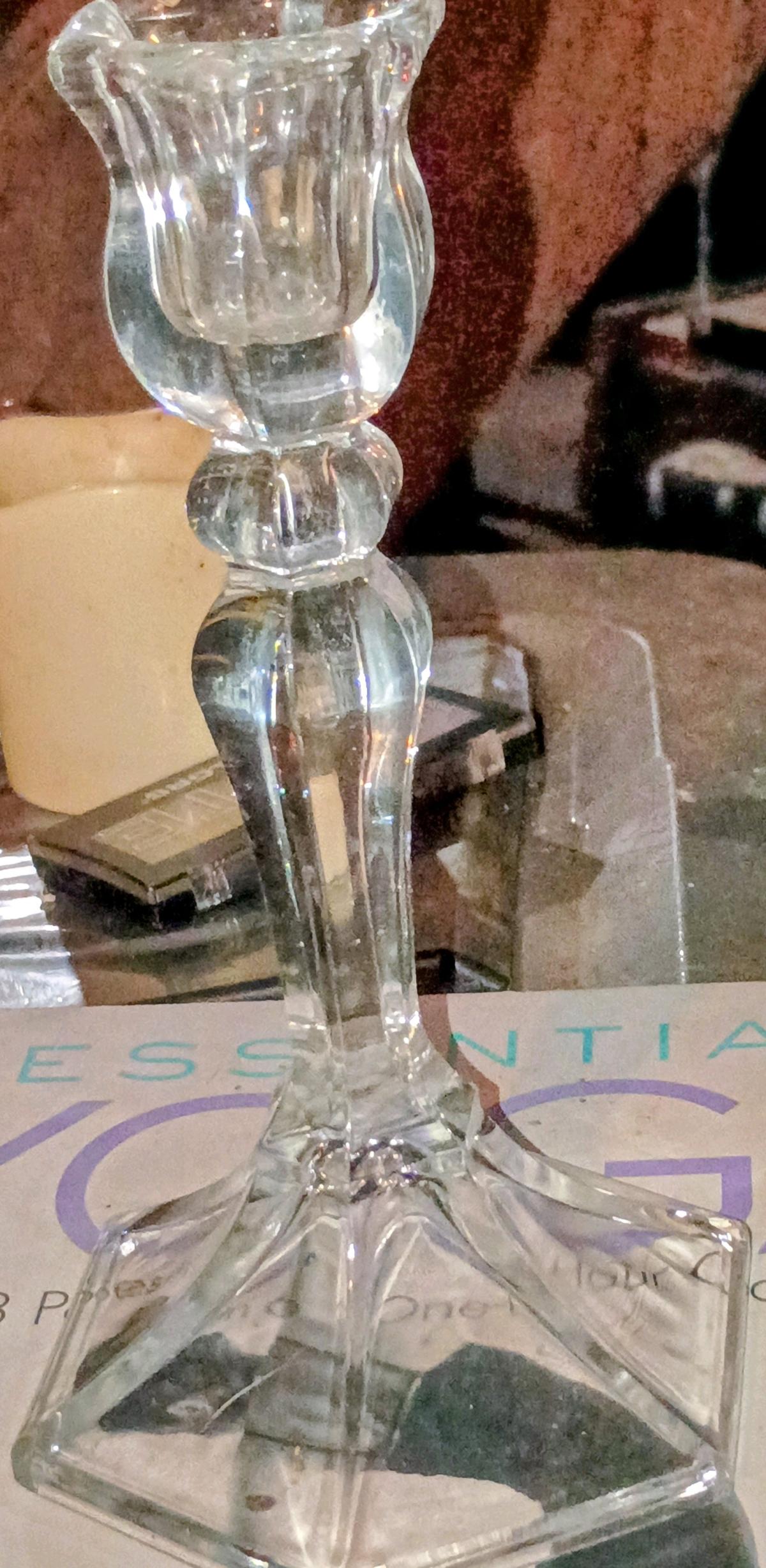 Crystal Clear Glass Candle Holder - Alliance, Ohio - FleaMarketBay
