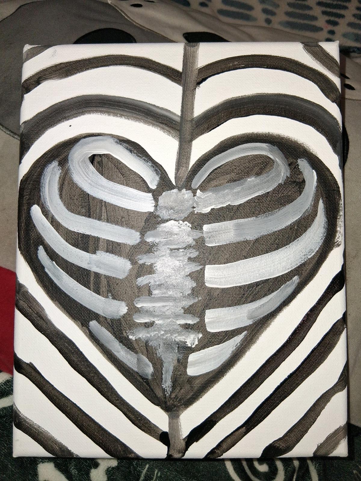 black ribbed cage heart painting - Clyde, North Carolina - FleaMarketBay