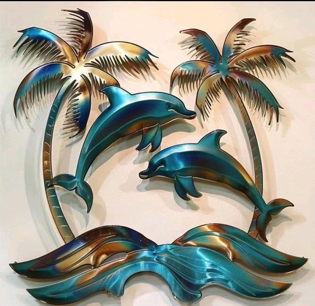 Metal Dolphin and Palm Tree  Wall Decor - Palm Bay, Florida - FleaMarketBay