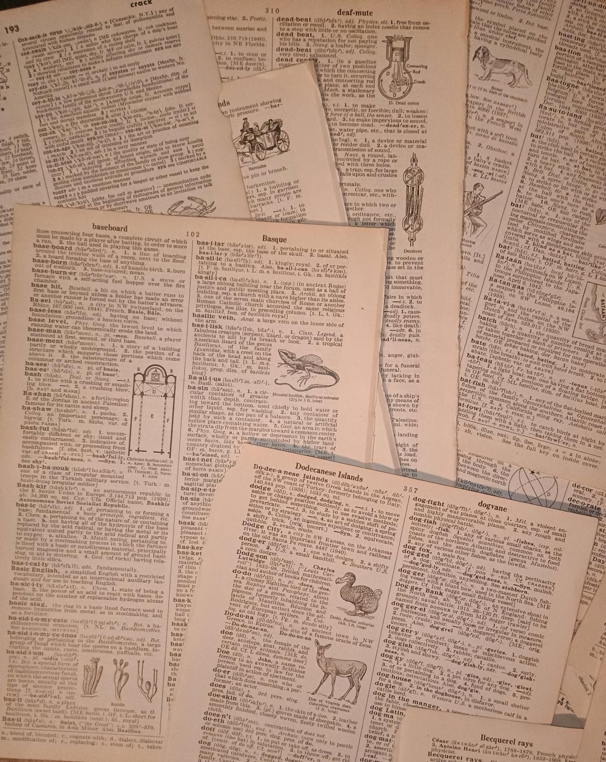 100 pages  Vintage 1947 Dictionary Ephemera - Summerville, South Carolina - FleaMarketBay