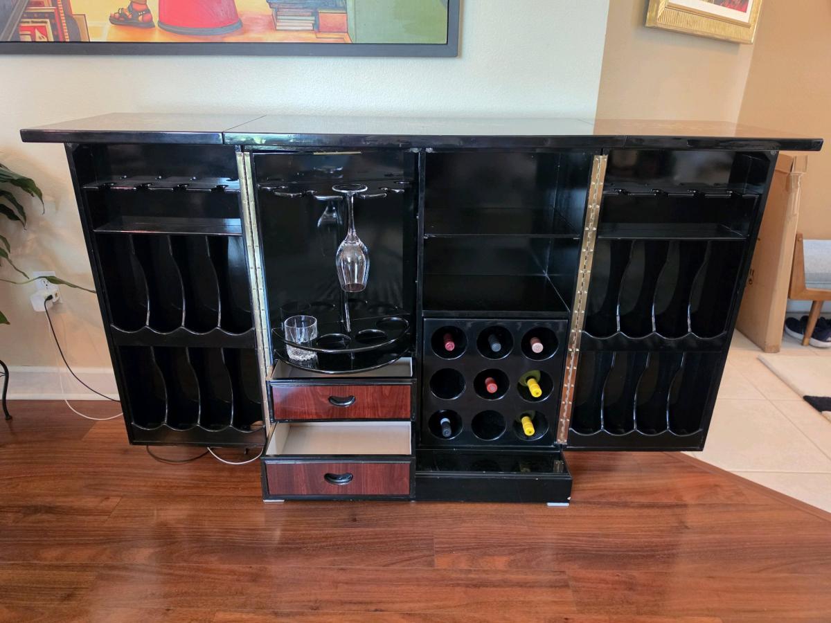 Antique Italian Service Bar Black Mahogany Lacquer - Tampa, Florida - FleaMarketBay