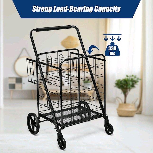 Black Steel Shopping Folding Cart - Union City, Georgia - FleaMarketBay