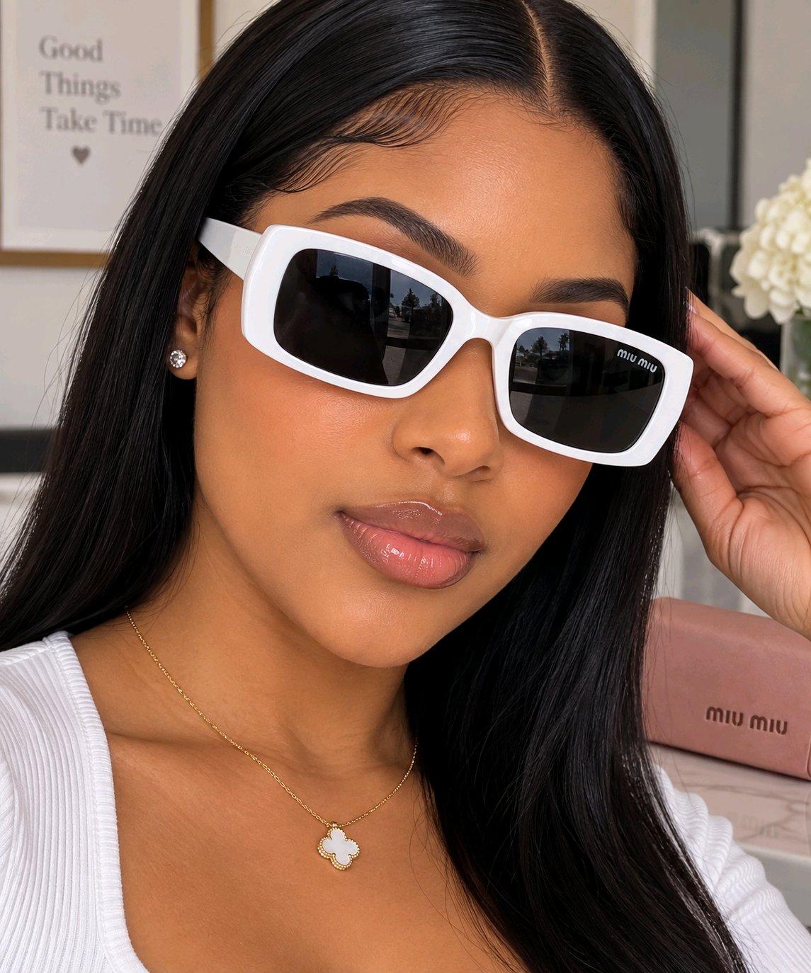 Womens White Oversized Square Sunglasses Black Lenses - Durham, North Carolina - FleaMarketBay