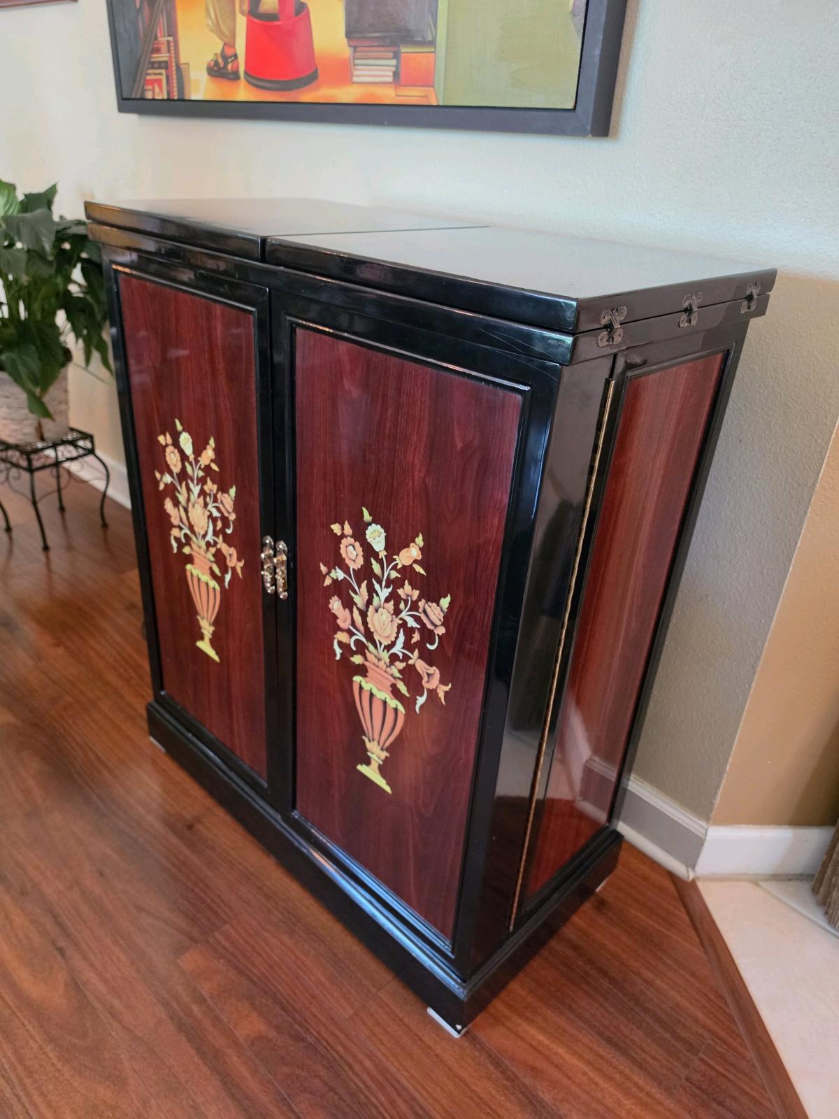 Antique Italian Service Bar Black Mahogany Lacquer - Tampa, Florida - FleaMarketBay