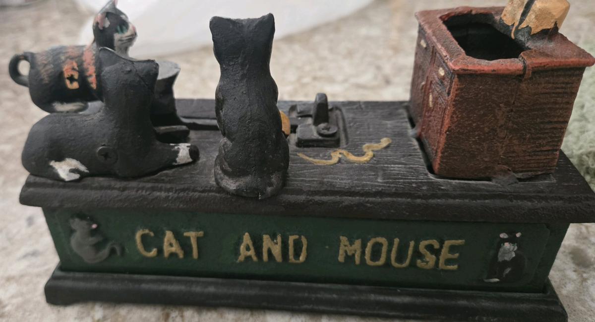 vintage cast iron cat and mouse mechanical bank - Linthicum Heights, Maryland - FleaMarketBay