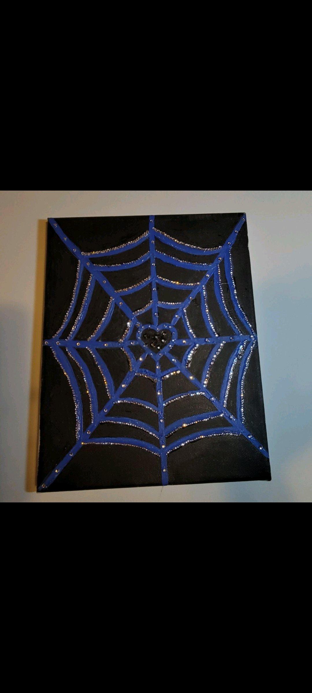 Blue spiderweb with silver rhinestones - Chicago, Illinois - FleaMarketBay