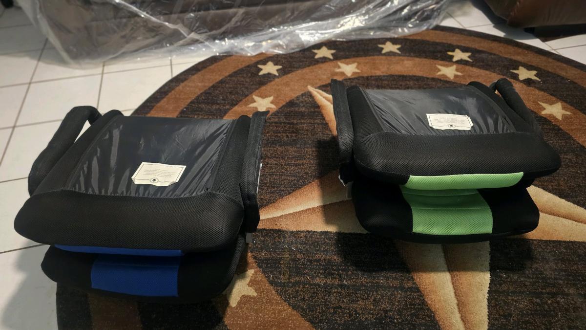 Set of 2 Folding Swivel Gaming Chairs  Blue  Green - Irving, Texas - FleaMarketBay