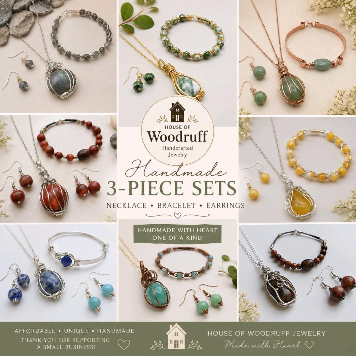 Handmade Wire Wrapped Jewelry Sets 3pcs - Gladwin, Michigan - FleaMarketBay
