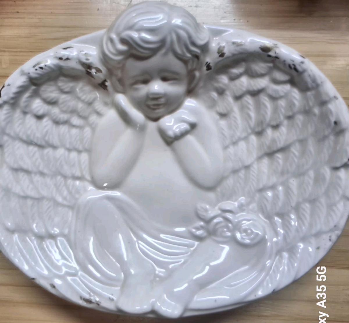 Vintage Cherub Angel Ceramic SoapTrinket Dish - Weiner, Arkansas - FleaMarketBay