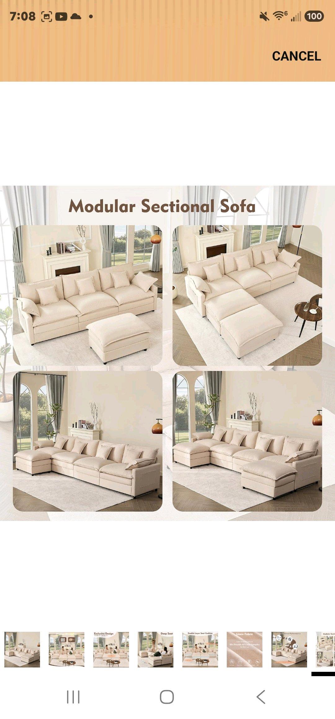 GOSUHI 1425 UShaped Modular Cloud Sectional Sofa  Beige - Irving, Texas - FleaMarketBay