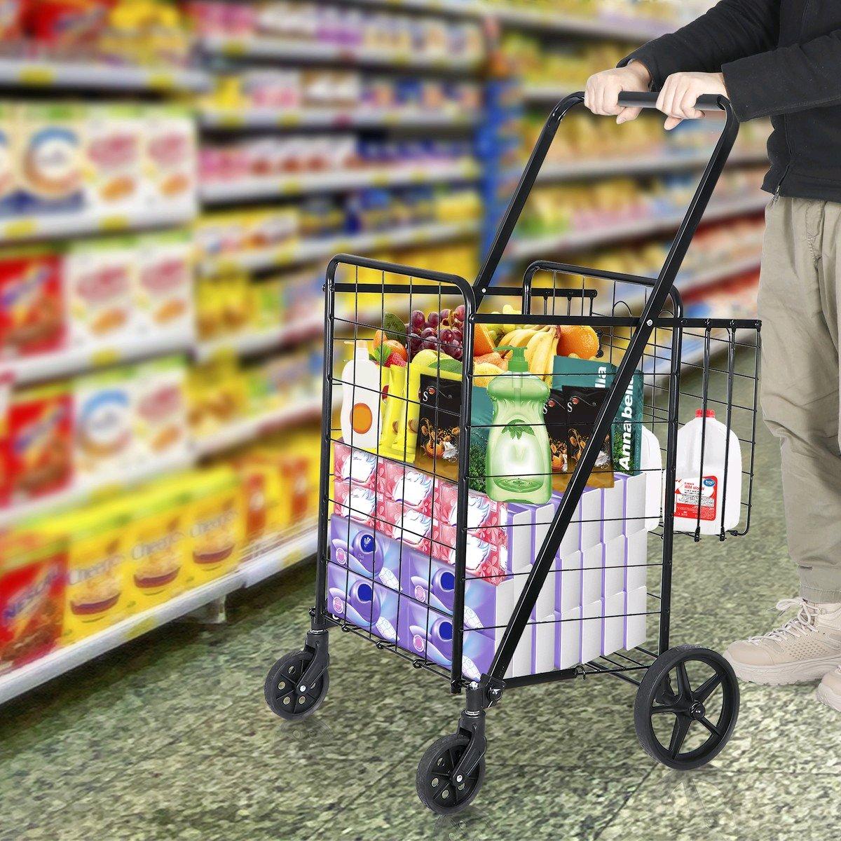 Black Steel Shopping Folding Cart - Union City, Georgia - FleaMarketBay