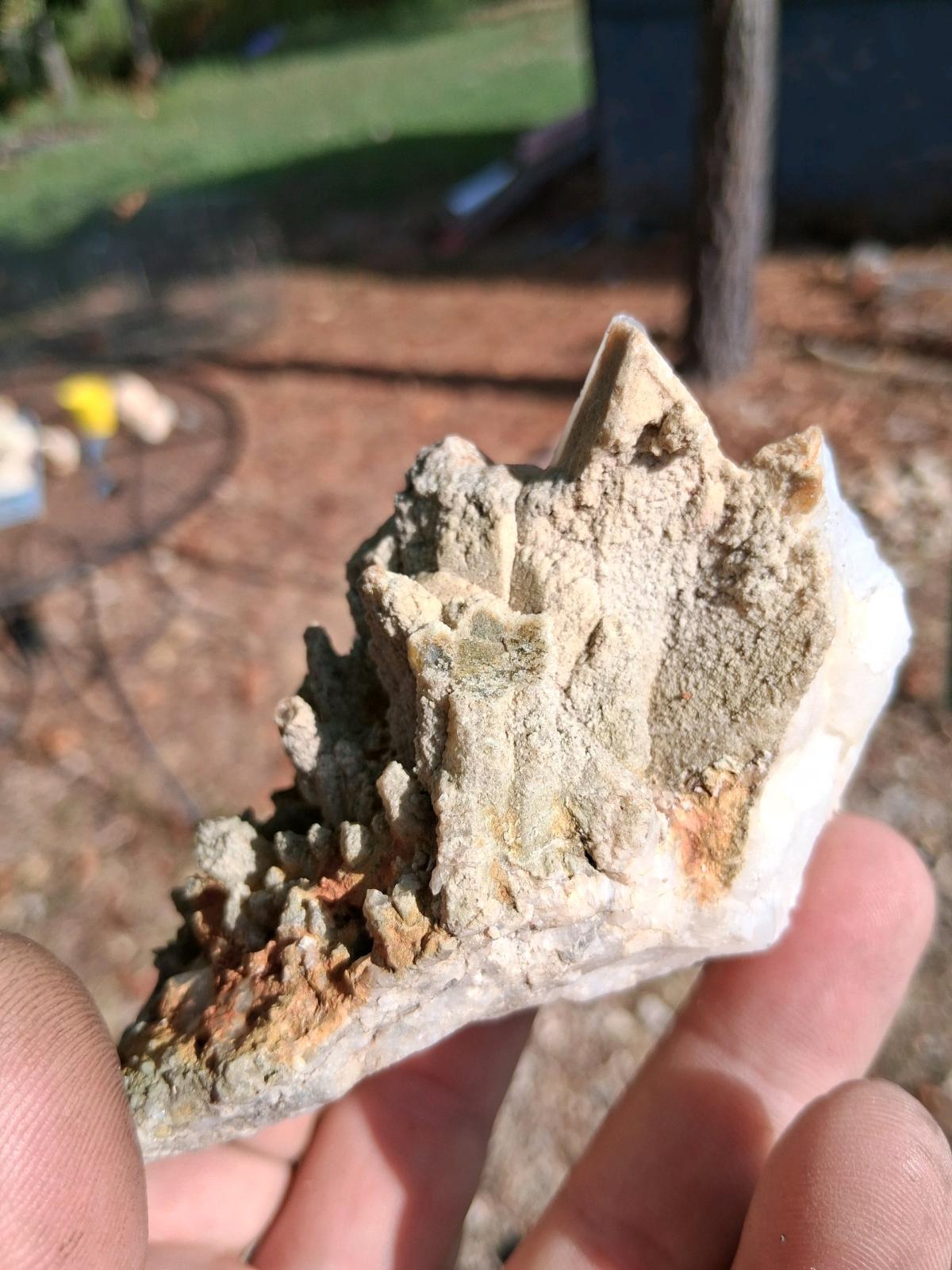 Green chlorite included quartz cluster - Rogers, Arkansas - FleaMarketBay