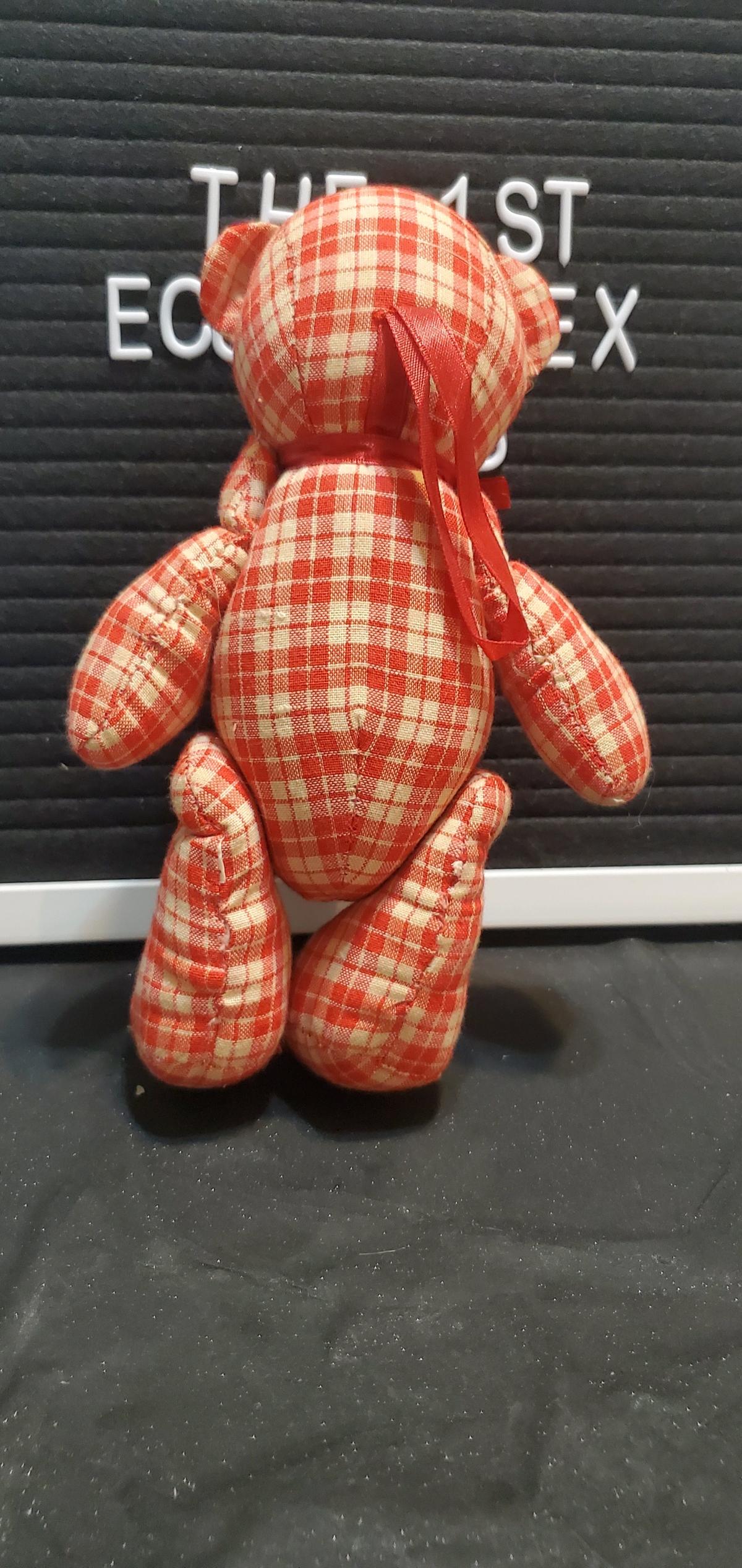 red and white checkered teddy bear - Ozone Park, New York - FleaMarketBay
