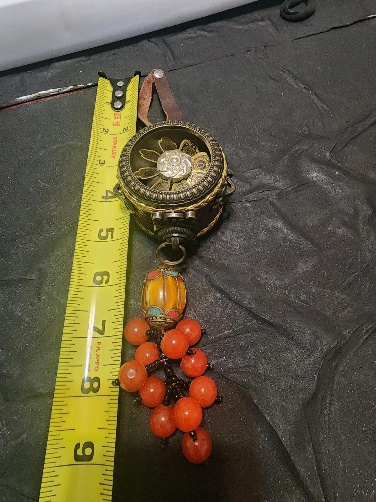 An ornate ethnic orHimalayanstyle barrel pendantfocal bead r - Orchard Park, New York - FleaMarketBay