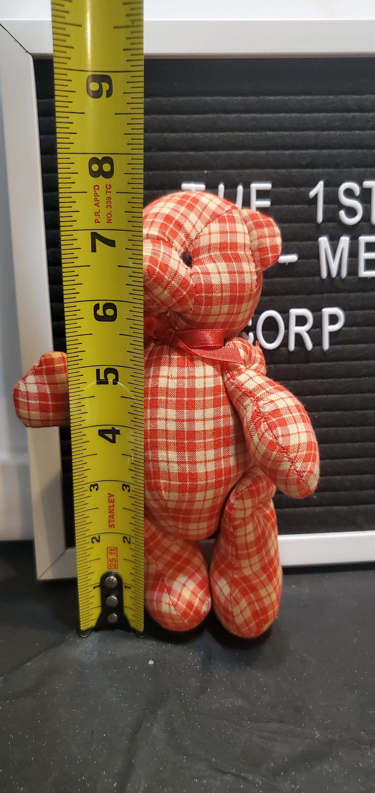 red and white checkered teddy bear - Ozone Park, New York - FleaMarketBay