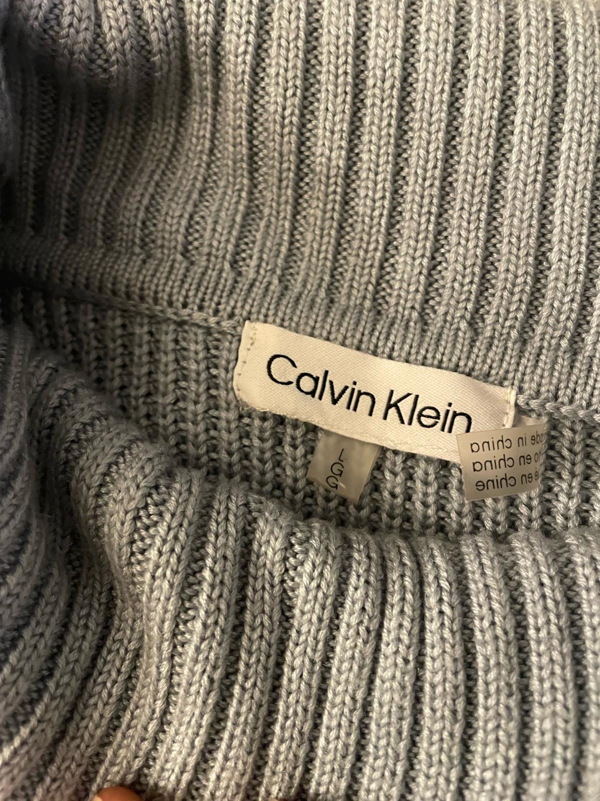 This is a grey Calvin Klein Womens Buttoned CowlNeck Sweater - Shreveport, Louisiana - FleaMarketBay