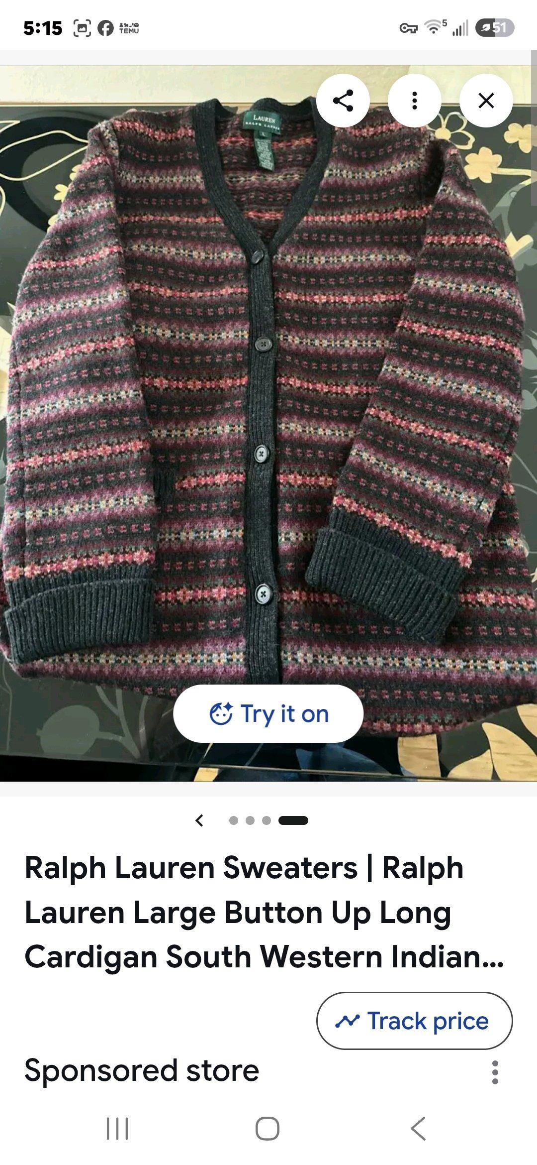 Lauren Green Label Ralph Lauren Long Sweater - Alpharetta, Georgia - FleaMarketBay