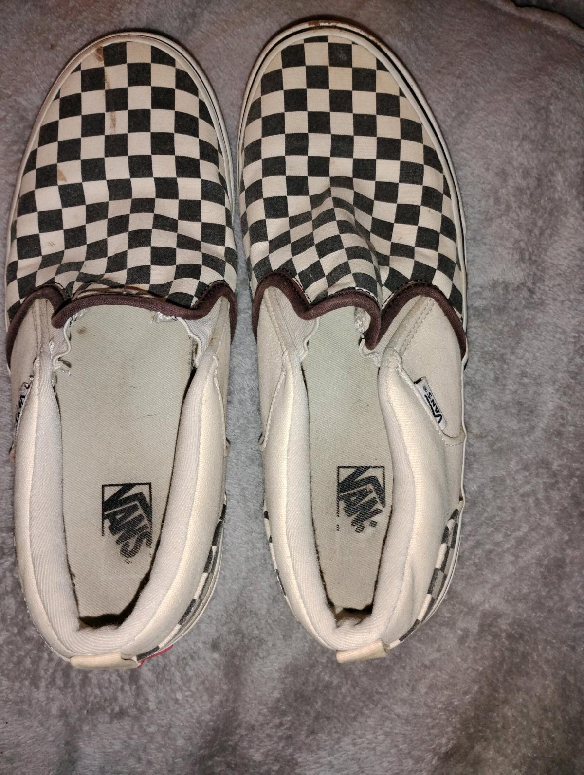 Vans classic checkerboard slip on sneakers w espresso trim - Byers, Texas - FleaMarketBay