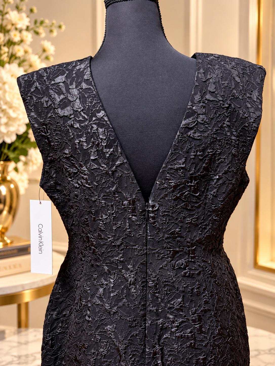 Calvin Klein Womens Black Floral Jacquard Sheath Dress  Size - Hatch, New Mexico - FleaMarketBay