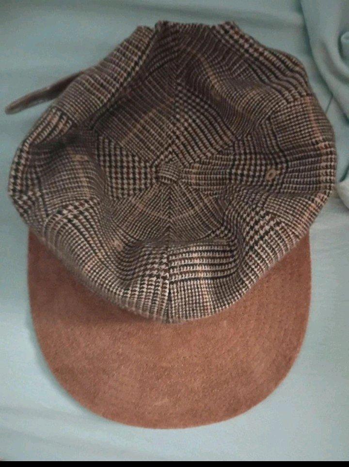 Vintage Plaid Newsboy Cap  Brown Suede Brim Flat Hat - Houston, Texas - FleaMarketBay