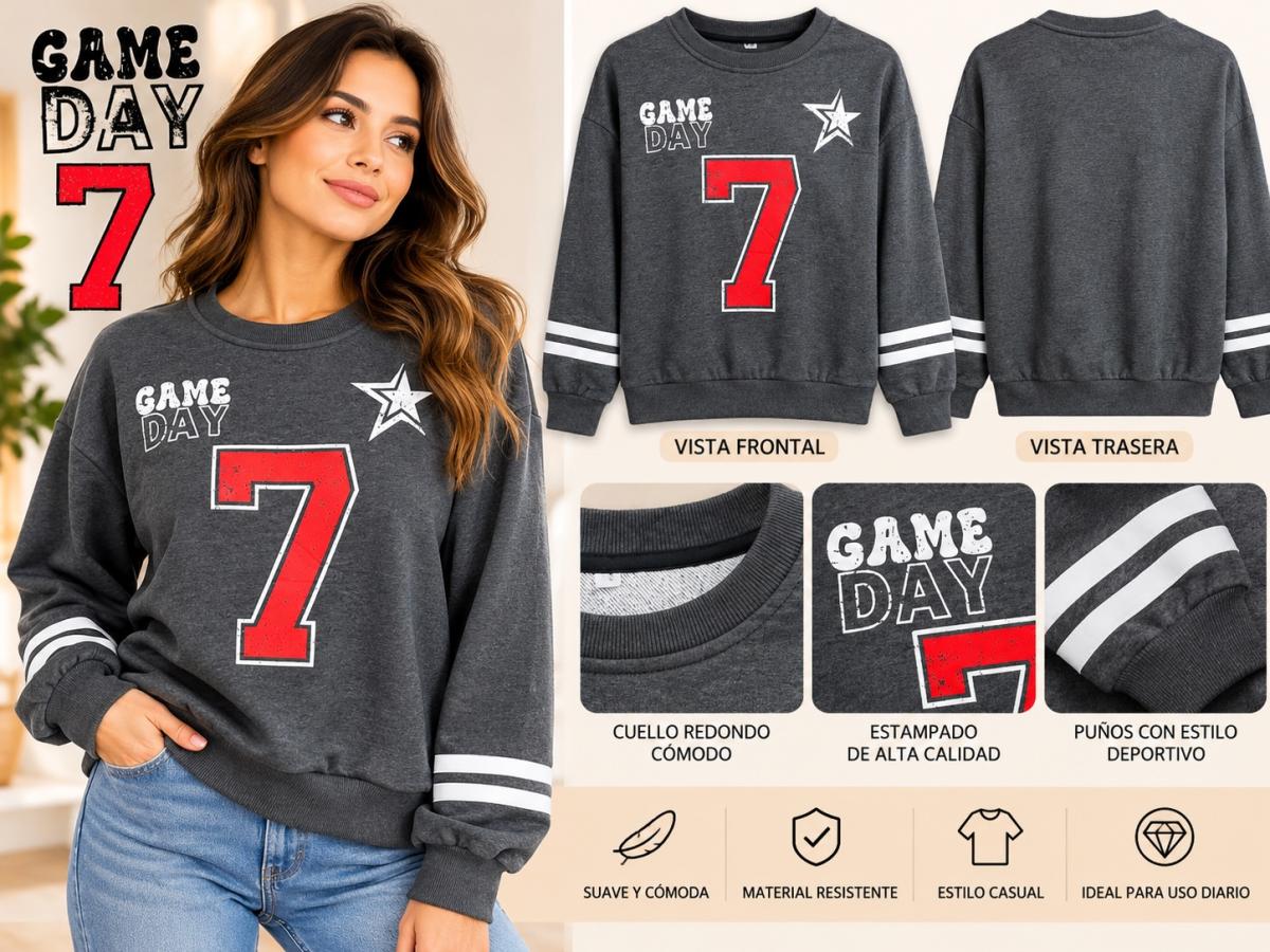 Sudadera para Mujer Game Day Nmero 7 - Hatch, New Mexico - FleaMarketBay
