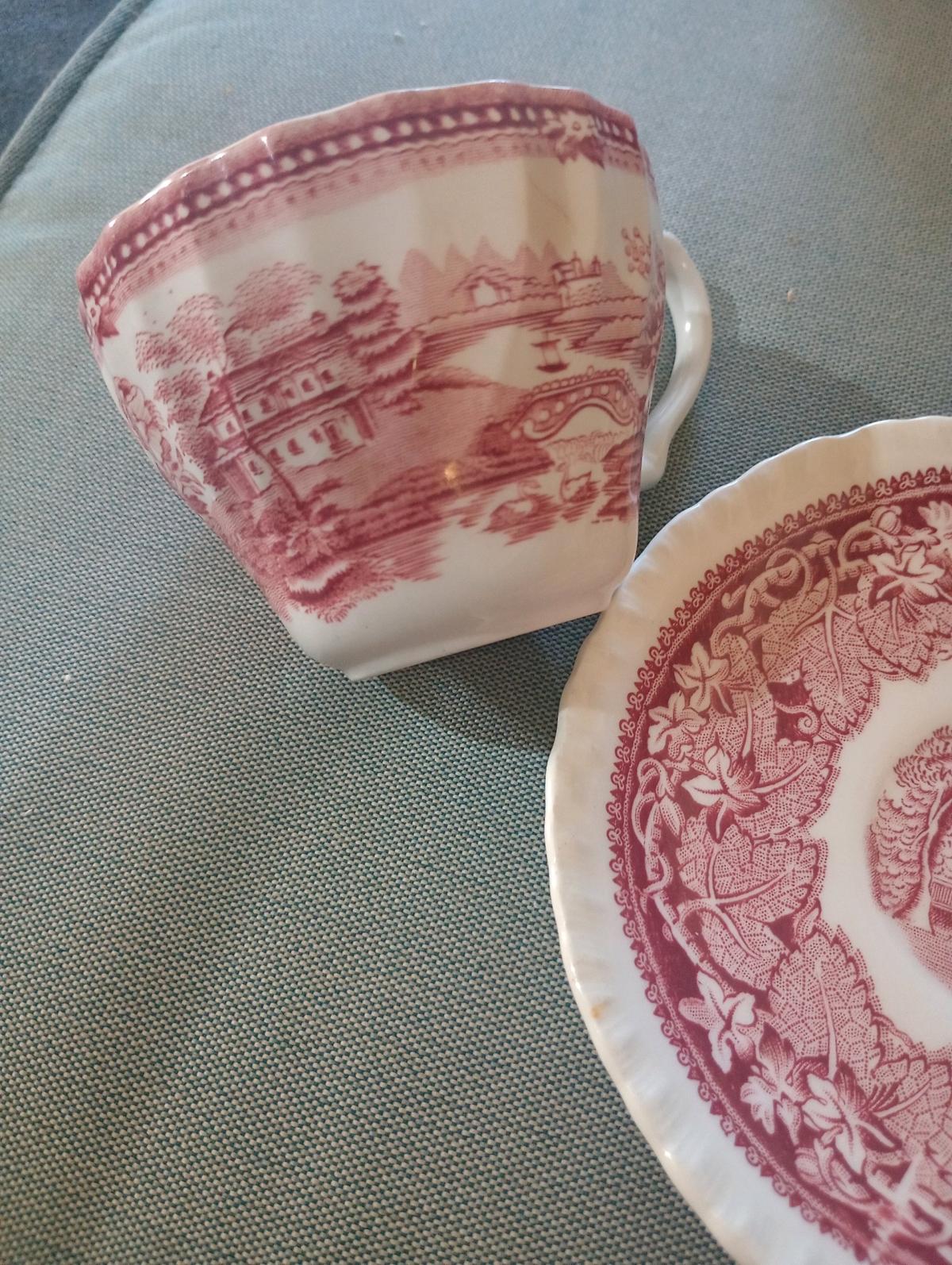 Masons vintage pink transferware tea cup n saucer 1890 1950 - Campbellsville, Kentucky - FleaMarketBay
