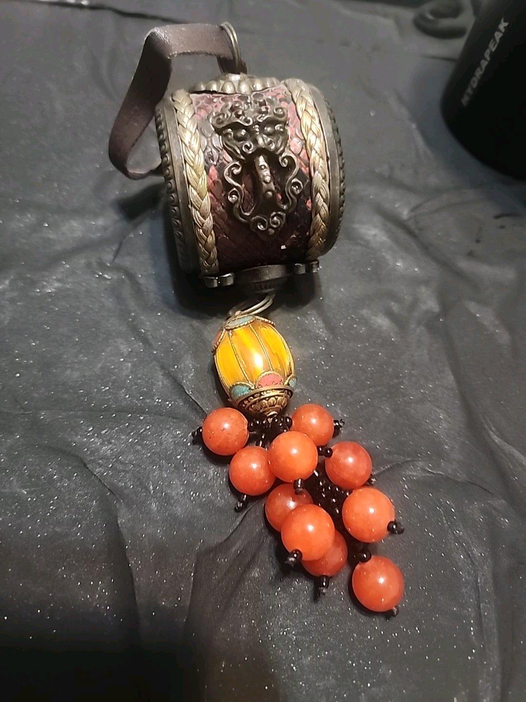 An ornate ethnic orHimalayanstyle barrel pendantfocal bead r - Orchard Park, New York - FleaMarketBay