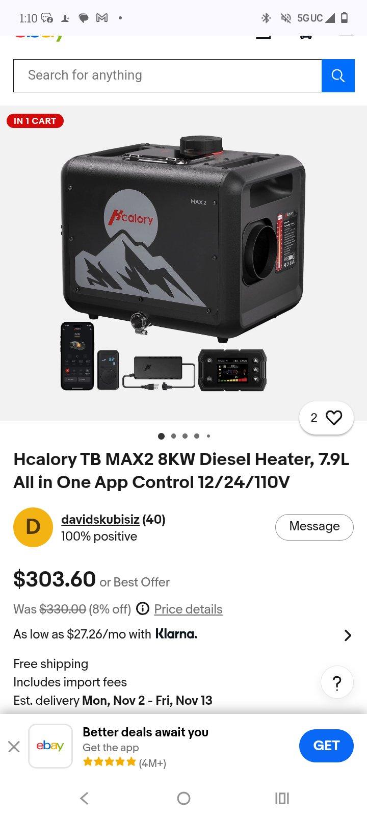 Hcalory TB MAX2 8KW Diesel Heater 79L All in One App Control - Wichita, Kansas - FleaMarketBay