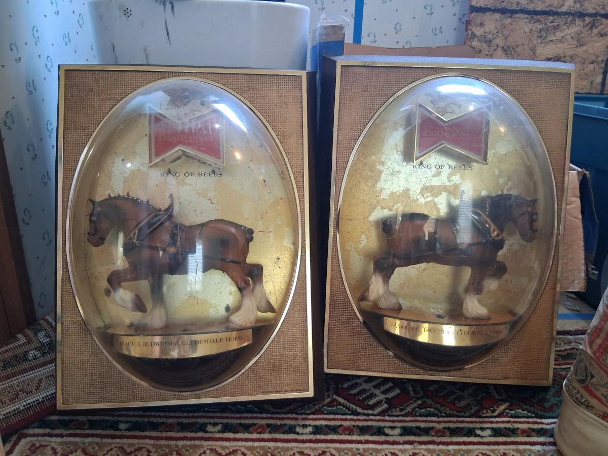 1960s Mirror Image Budweiser Clydesdale Horse Light Up Signs - Sevierville, Tennessee - FleaMarketBay
