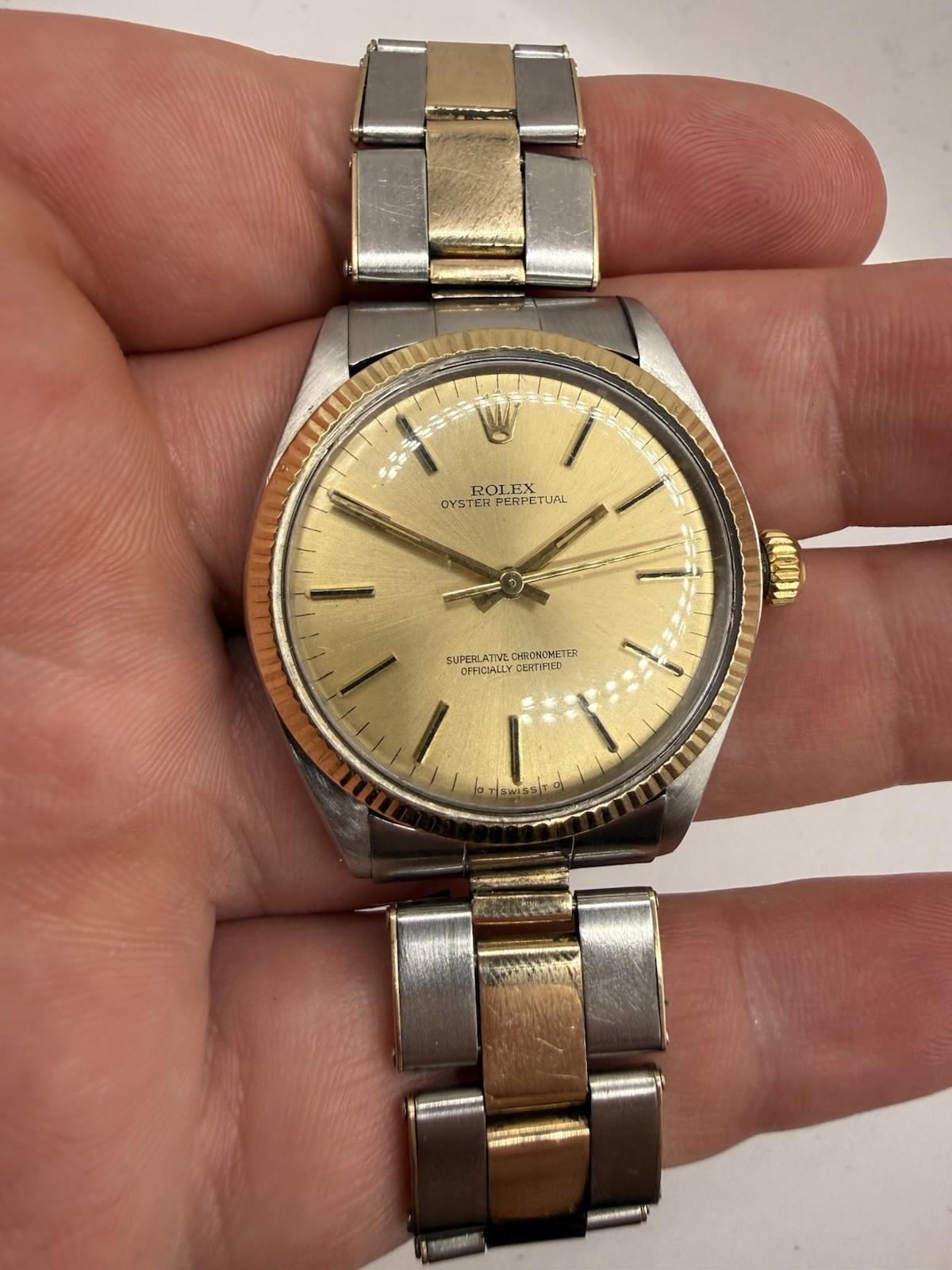 VINTAGE Rolex Oyster Perpetual 1005 14K Gold Steel Two Tone - Abbeville, Alabama - FleaMarketBay